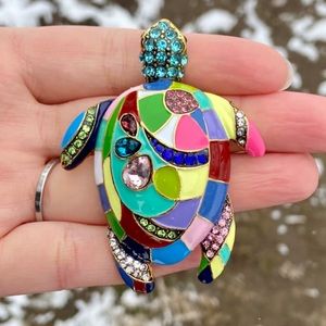 Colorful Sea Turtle Brooch – Mosaic Beach Nautical Pin Coastalcore